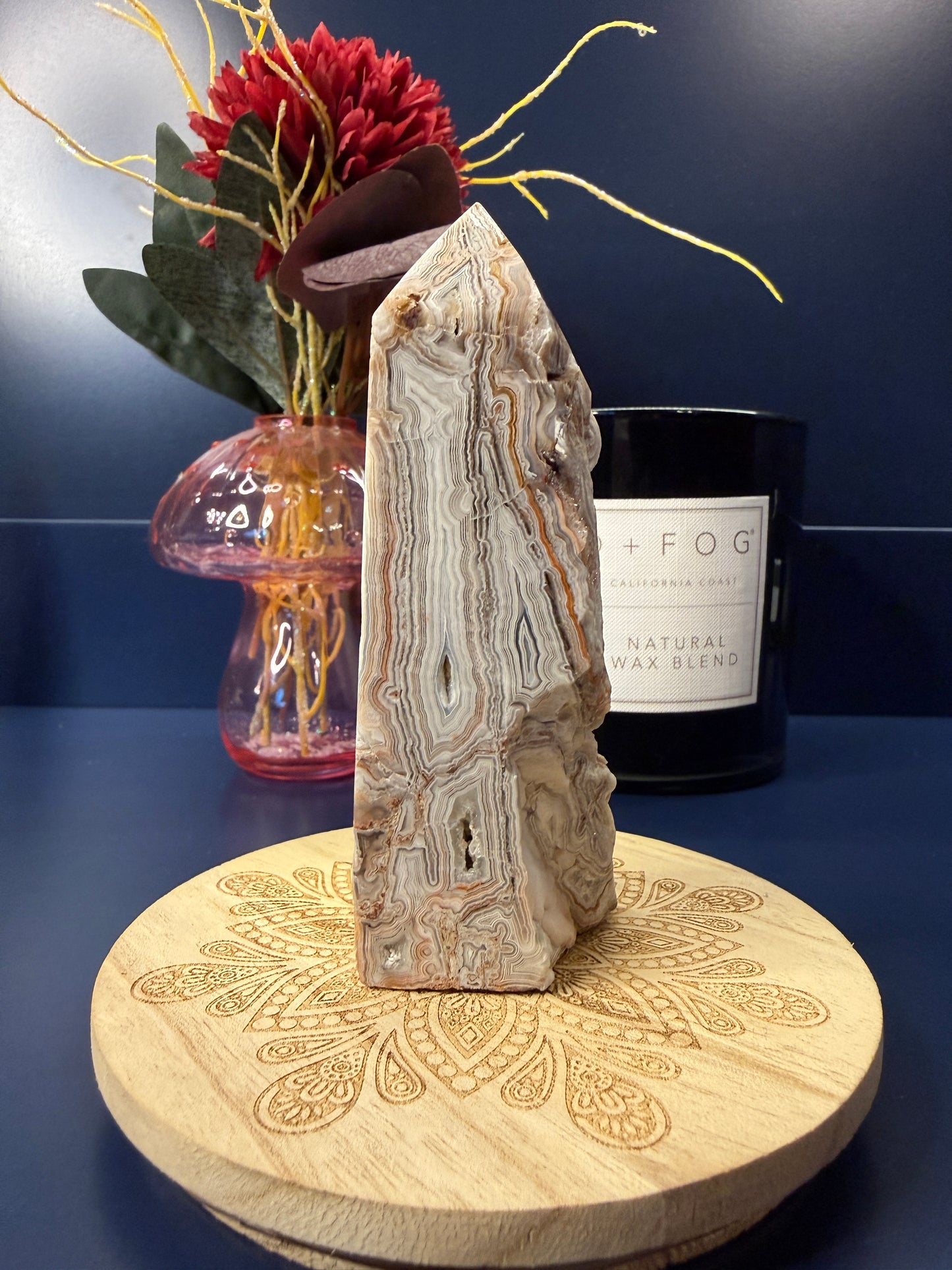 Crazy Lace Agate Druzy Tower