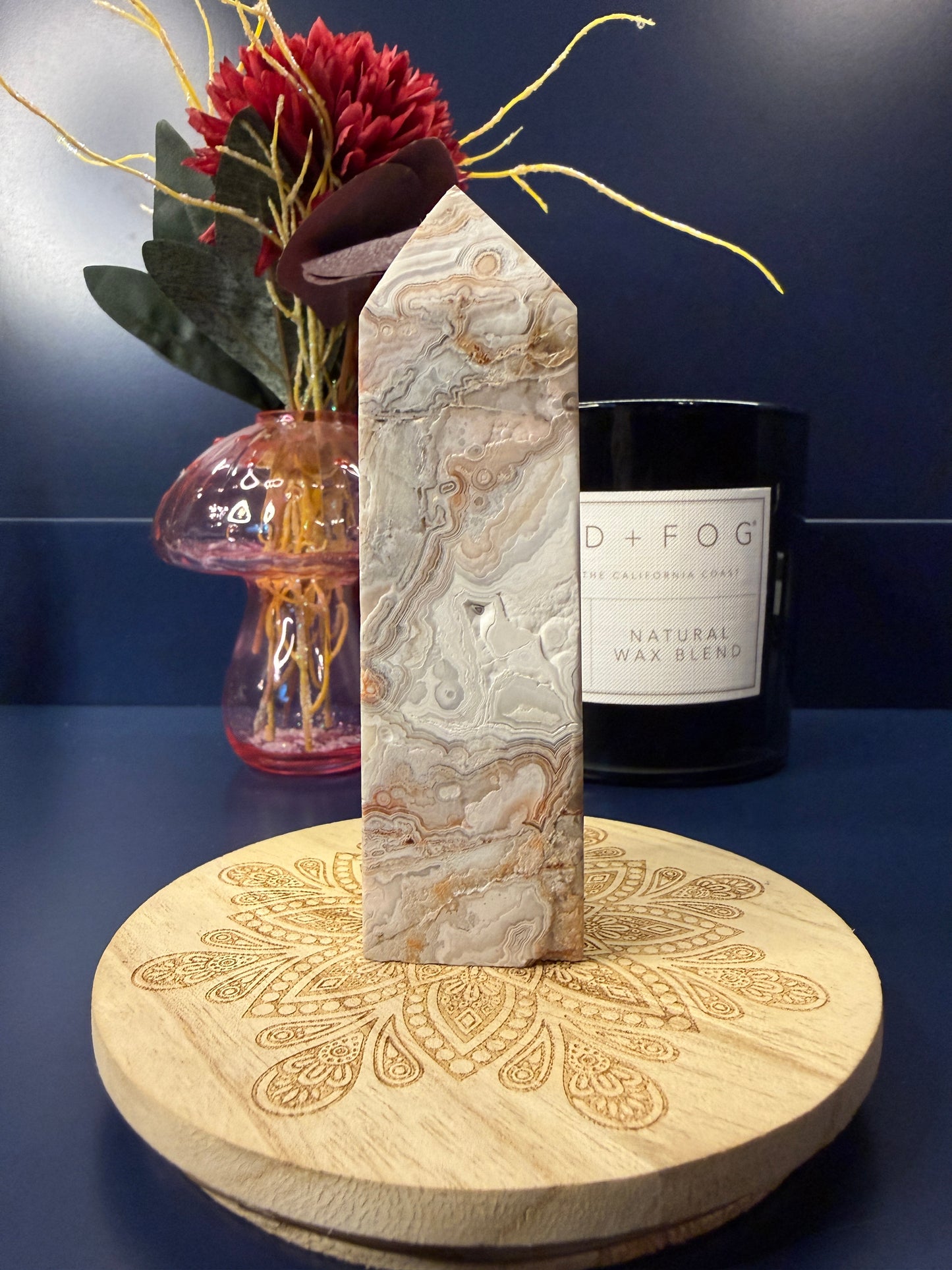 Crazy Lace Agate Druzy Tower