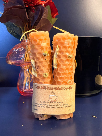 Cozy Self-Care Hand-Rolled Beeswax Spell Candles