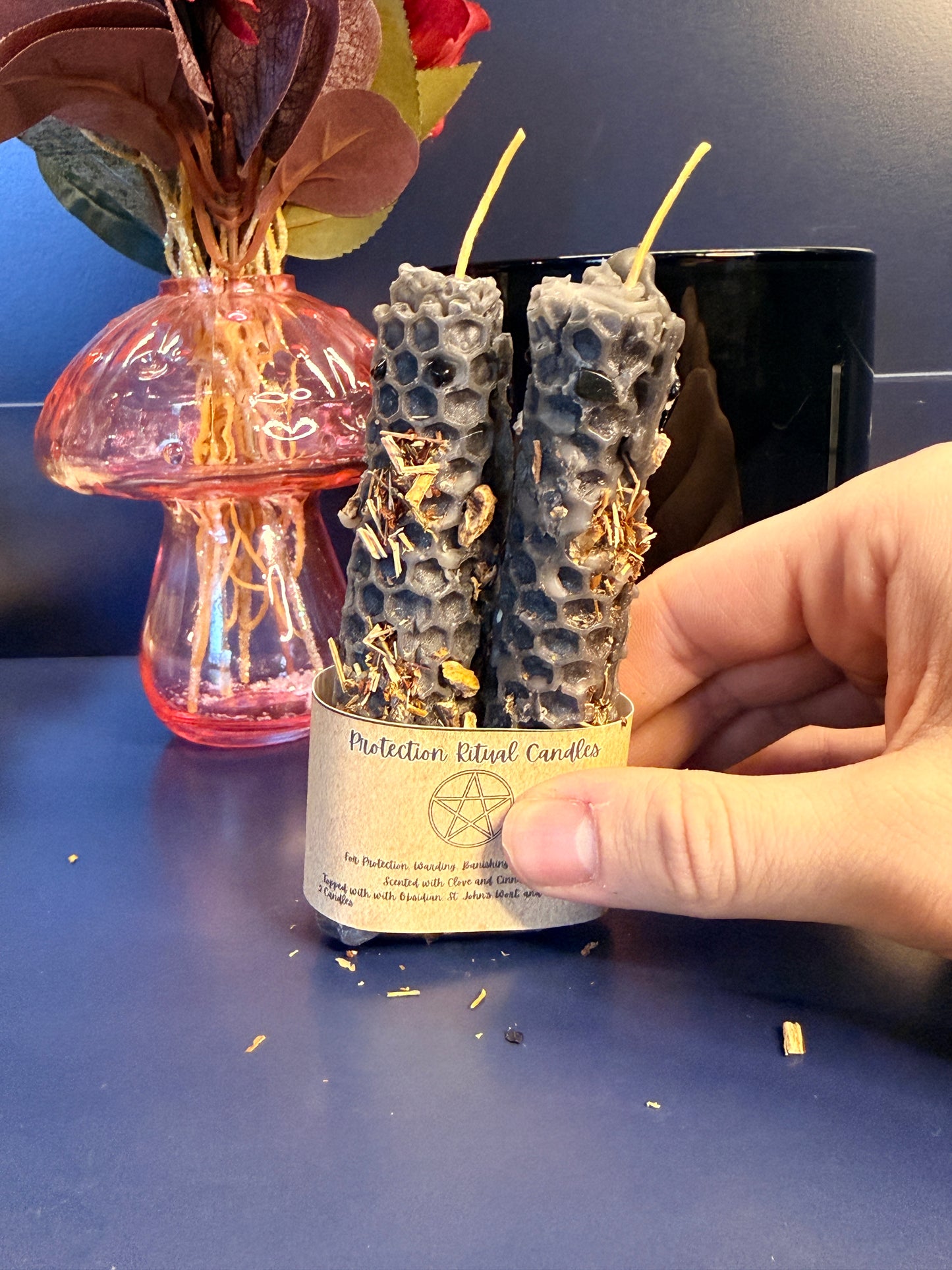 Protection Hand-Rolled Beeswax Spell Candles