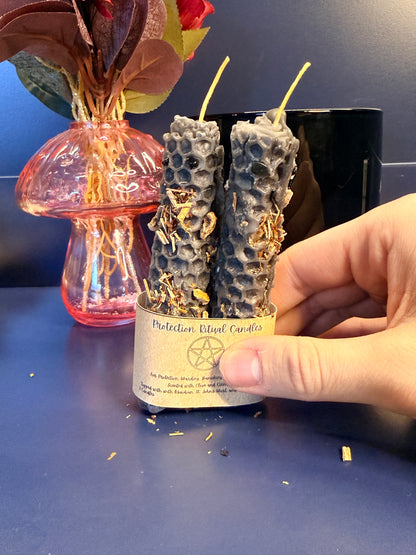 Protection Hand-Rolled Beeswax Spell Candles