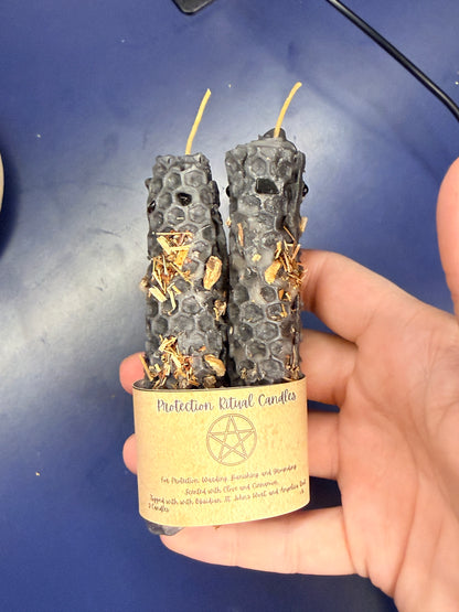 Protection Hand-Rolled Beeswax Spell Candles