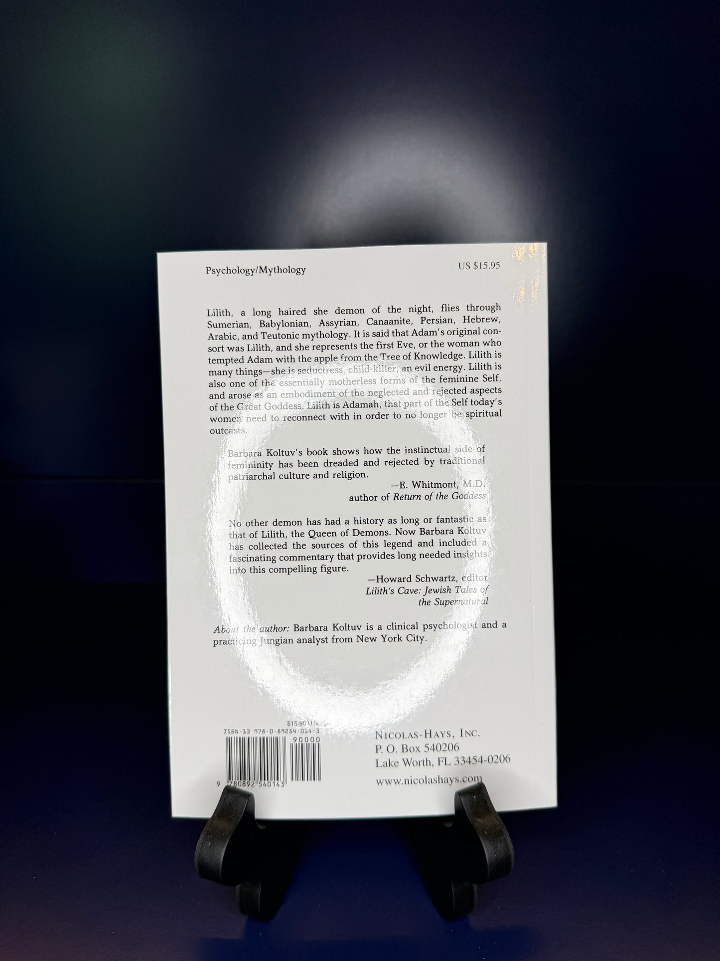 Back cover of a book on a dark background