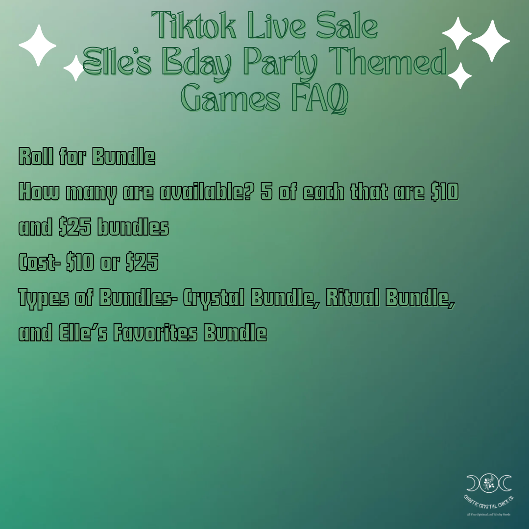 Roll for Elle's Favorites Bundle 9/27 Tiktok Live Sale Game