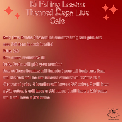 Body Care Bundle Discounted Products 9/27 Instagram Live Sale Game