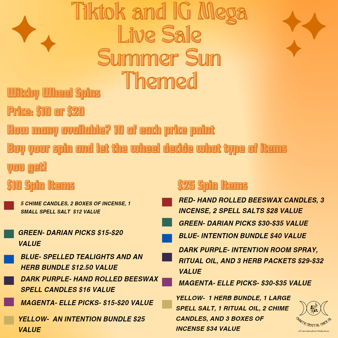 Witchy Wheel Spins 6/28 Tiktok and Instagram Live Sale Game