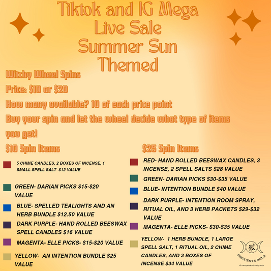 Witchy Wheel Spins 6/28 Tiktok and Instagram Live Sale Game