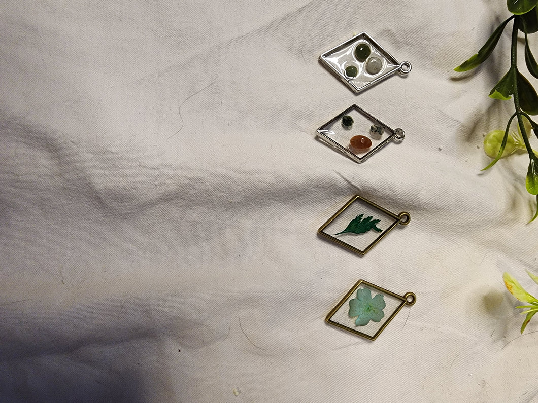Diamond Wildflower and Crystal Chip Pendants