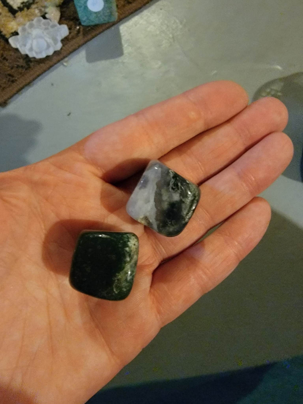 Small Moss Agate Cubes